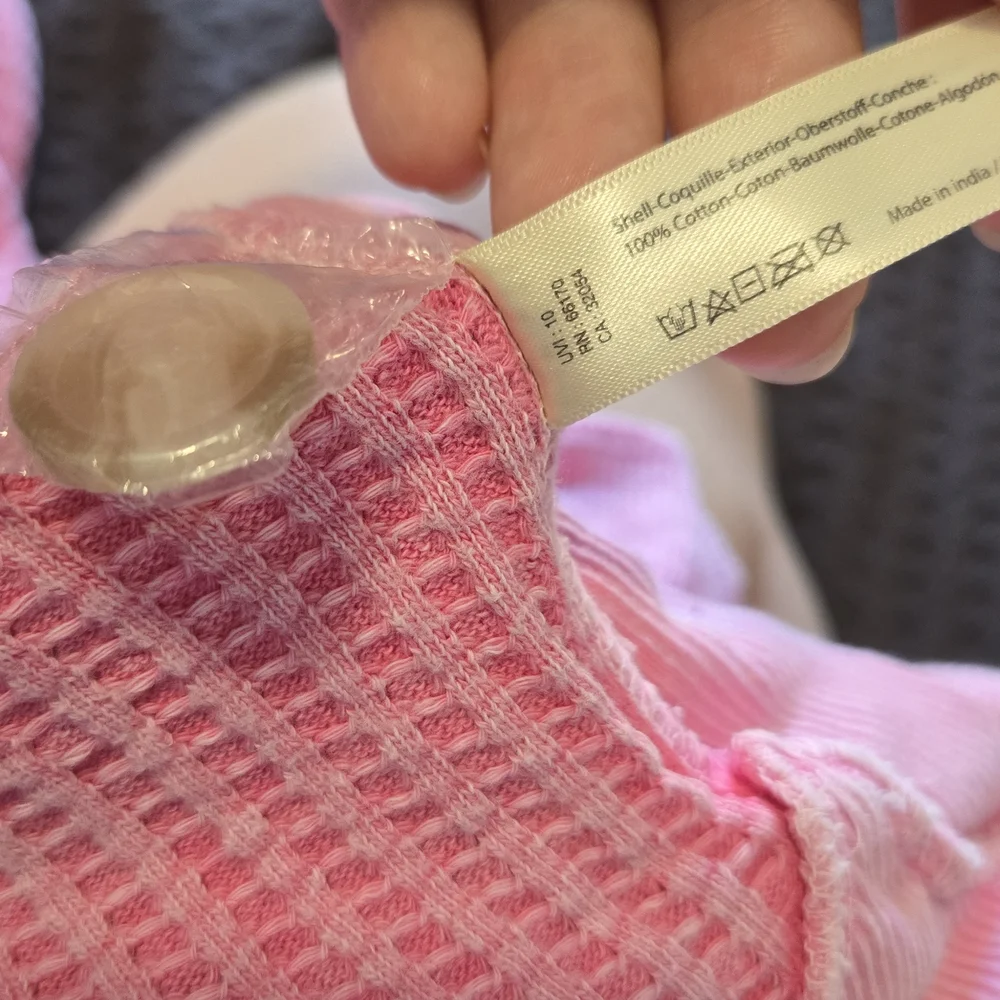Free People Pink Cropped Waffle Knit Button-Up Shirt - Picture 3 of 5